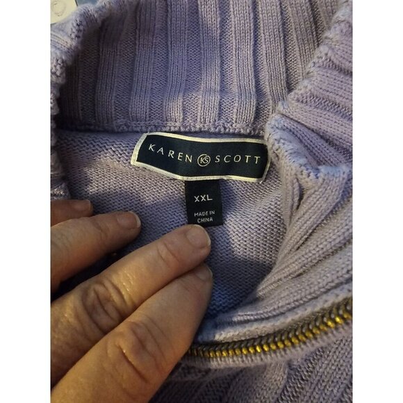 Karen Scott Women's Purple Cotton Zip-Neck Sweater XXL 100% Cotton - Picture 4 of 14